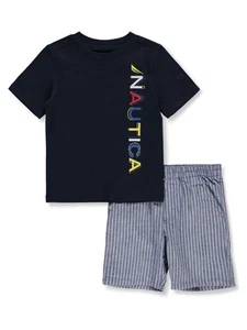 Nautica Boys' 2-Piece Stripe Shorts Set Outfit Color: multi Size: 4 - Picture 1 of 1