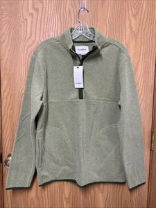 NWT Mens Goodfellow Green 1/4 Zip Fleece Sweatshirt Pullover Pockets Size M - Picture 1 of 10