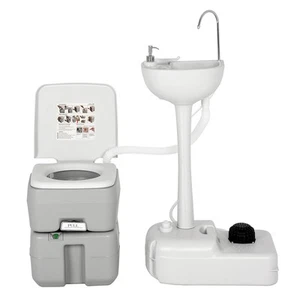Potable Toilet Set and Outdoor Wash Sink 4.5 Gallon Sink & 5.3 Gallon Toilet - Picture 1 of 8