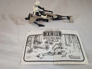 1983 Kenner Star Wars ROTJ Speeder Bike & Biker Scout Figure & Instr. Sheet - Picture 1 of 9