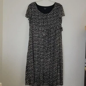 NWT Style & Co. Notting Hill Wood Texture Black & Tan Print Dress 20W - Picture 1 of 12