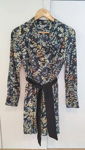Zara Basic Denim Blue Floral Belted Dress Size Small - Picture 1 of 9