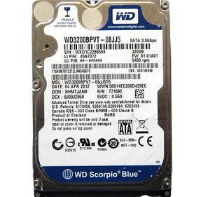 WD WD3200BPVT-08JJ5T0 DCM:HHMTJANB (WXD1) Thailand 2.5" 320gb Sata HDD 04APR2012 - Picture 1 of 1