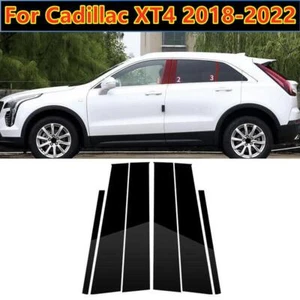 6X Glossy Black Door Trim B Pillar Posts Gloss Cover For Cadillac XT4 2018-2022 - Picture 1 of 5