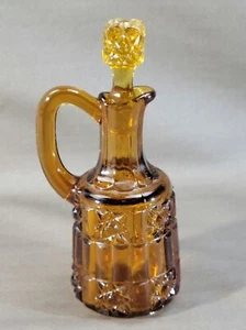 Antique Bellaire Goblet Co. EAPG Amber Cruet No 600, Daisy & Cube, Stars & Bars - Picture 1 of 12