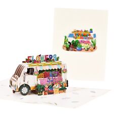 3D for Up Card Handmade Flower Truck Greeting Card with Envelope for Fathers