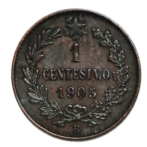 ITALIA Vittorio Emanuele III 1 Centesimo Valore 1905, Cifre della data ribattute - Imagen 1 de 2