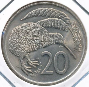 Nueva Zelanda 1971 Veinte Céntimos 20c Isabel II (con serifas) - Sin Circular - Imagen 1 de 3