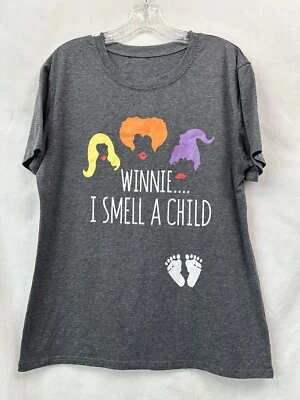 Hocus Pocus "Winnie I Smell A Child" Maternity Large T Shirt Gray Halloween - Image 1 of 4