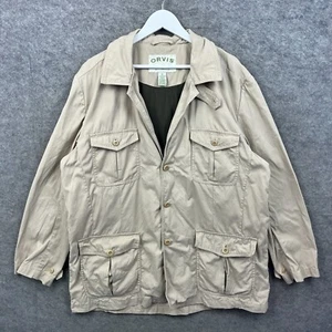 Vintage Orvis Jacket Mens XL Beige Safari Field Utility Chore Hunting Mesh Lined - Picture 1 of 10
