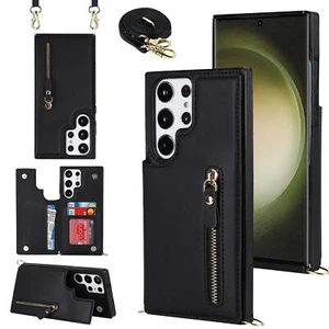Luxury Crossbody Card Slot Cover Case For S24 S23 S22 S21 S20 S10 S9 Note 20 10 - Picture 1 of 17