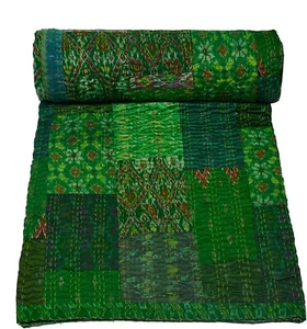 Bohemian Patchwork Quilted Reversible Coverlet Summer Bedding Throw Quilted Art - Picture 1 of 13