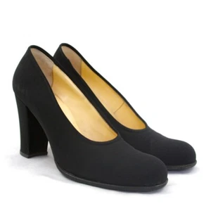 $205 De Colección VICINI Italia Moda85 Negro Seda Crepe Tacón Alto de Bloque 8.5B *8N #33 - Imagen 1 de 12
