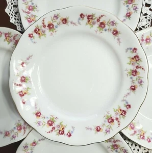 SET/4 FAVOLINA-KAROLINA Spring Garland  6 3/4" Bread / Dessert Plates Gold Trim - Picture 1 of 8