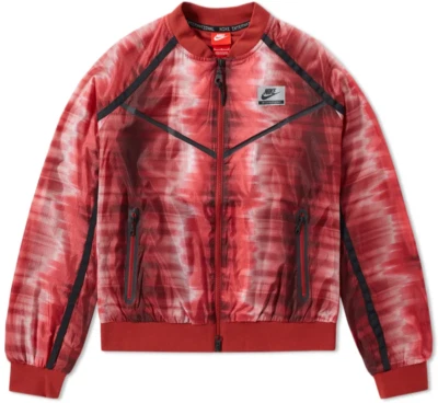Nike Womens Jacket International L Red Zig Zag Bomb 827433-674 - Image 1 of 4