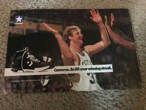 Vintage 1988 LARRY BIRD CONVERSE Poster Print Ad 1980s BOSTON CELTICS Cover