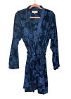 Karen Neuburger Size Small Blue Floral Brocade Velvet Soft Stretchy Lounge Robe
