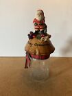 Vintage Handmade ?Merry Christmas? Mason Jar Santa Claus Presents Mistletoe Bell