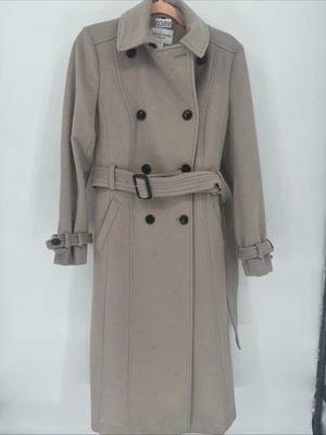 Gabardina Cole Haan Signature para mujer mezcla de lana con cinturón bronceado piedra talla 4 Foto 1 de 4