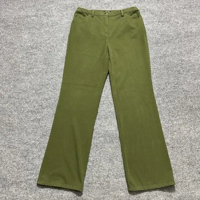 Calça jeans feminina Bob Mackie inteligente tamanho médio verde frente plana cintura alta - Imagem 1 de 4