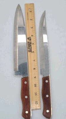 Vintage MAXAM STEEL Carving & Chef Knife Set Wood Handles FULL TANG - Image 1 of 4