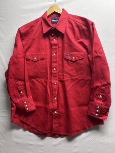 Vintage Wrangler Brushpopper Shirt Men's XL Western Cowboy Pearl Snap Red  - Picture 1 of 10