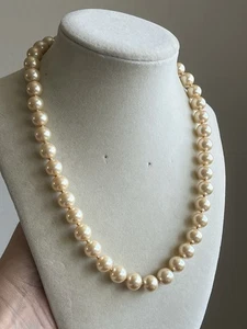 NOS Vintage Glass Faux Pearls Necklace Individually Knotted 18” - Picture 1 of 6