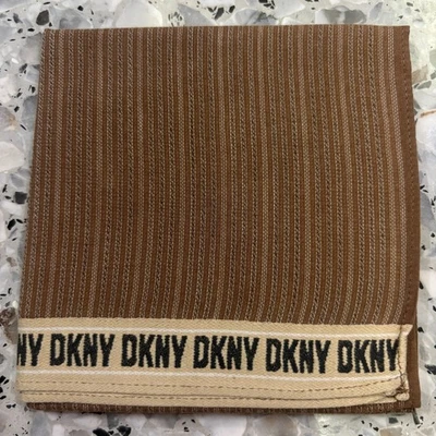 MAN HANKY GOLD BROWN SOLID STRIPED CLASSIC VTG COTTON POCKET ART SQUARE18” #M333 - Image 1 of 3