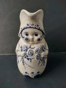 Mrs. Jenkins 8,5" blau & weiß Crackle Keramik Figur Krug-Blumenschuppen? - Bild 1 von 12