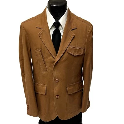Hickey Freeman Brown SURGEON CUFF Sport Coat SAFARI Jacket Unstructured Blazer - Image 1 of 4