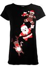 New Womens Ladies Crew Neck Christmas Cap Sleeve Candy Stick Gingerbread T Shirt