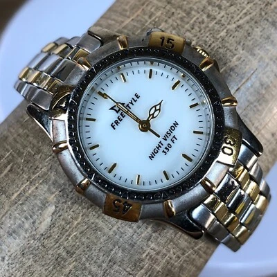 Женские кварцевые часы Freestyle ночного видения белый циферблат двухцветный ремешок 29 мм 6 1/4 дюйма - Изображение 1 из 4