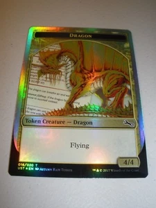 MTG Magic Miscut Misprint Foil Gold Dragon Token x1 Unstable NM - Picture 1 of 2
