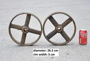 pair of iron wheels shepherd / chicken hut antique old trolley wheel 26.5 cm - Picture 1 of 9