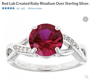 JTV Beautiful! ❤️ Lab Created Ruby Ring Size 9 New w/tag