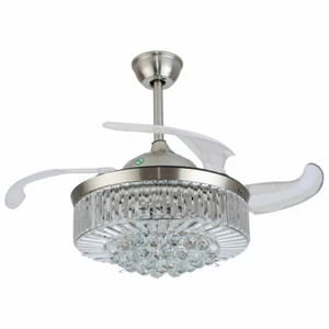 Crystal Ceiling Fan Light Chandelier Ceiling Fandelier Fanlamp with Remote - Picture 1 of 23
