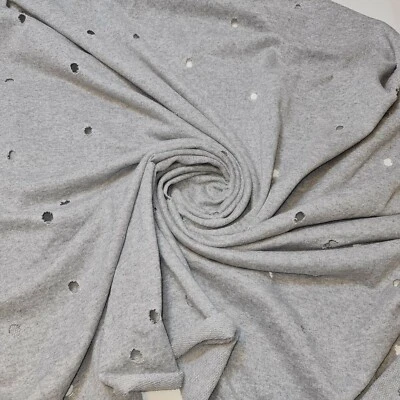 Grey Loopback Jersey Knit Fabric 58” Dress & Craft Material with Hole Detail - Image 1 of 4