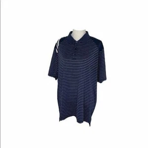 Men’s XL Polo Shirt Adidas Navy Blue and White Stripped Climacool Golf - Picture 1 of 6
