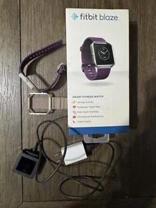 Fitbit Blaze Smart Fitness Watch Purple With Extra band (gold) And Charger Block - Picture 1 of 8