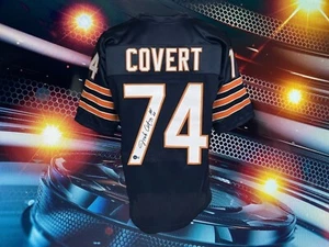 JIMBO COVERT AUTOGRAPHED CUSTOM CHICAGO BEARS "HOF 20" INSCRIBED BLUE JERSEY BAS - Picture 1 of 2