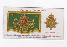 Players Drum Banners & Cap Badges 1924 #40 1st County of London Yeomanry Hussars