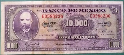 MEXICO  10000 10 000  PESOS NOTE , P72 ,  issued 18.01. 1978, - Image 1 of 2