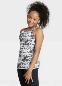 All in Motion Girl’s L Large Tank Top Gray Black White Racerback Activewear New - Picture 1 of 4