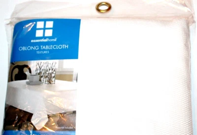 Essential Home OBLONG Textured Textures White Tablecloth Table Cloth 52 x 70" - Image 1 of 2