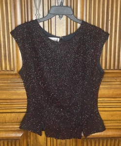 Laurence Kazar Damen Top Medium schwarz rot Perlen Abend formelle Veranstaltung Vintage Vintage Vintage Vintage Vintage - Bild 1 von 12