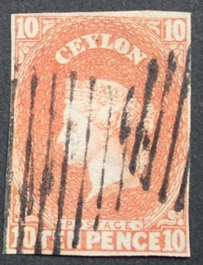 Ceilán 1857 QV diez peniques SG 9 usado - Imagen 1 de 1
