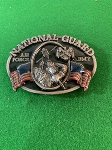 OC07104 VINTAGE 1982 **NATIONAL GUARD AIR FORCE & ARMY** MILITARY BELT BUCKLE - Picture 1 of 5
