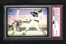 1991 UPPER DECK COMIC BALL 2 HOLOGRAM REGGIE JACKSON W/ TASMANIAN DEVIL PSA 8