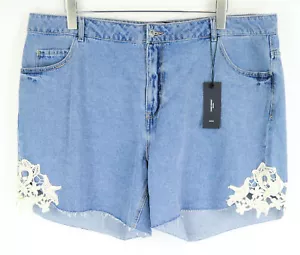 Vero Moda Mujer Cortos UK22 Denim Azul Algodón Puro Encaje 5-Pocket Informal - Imagen 1 de 7