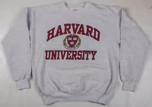 Vintage Early 2000s Harvard University Light Gray Crewneck Sweatshirt Size MED - Picture 1 of 6